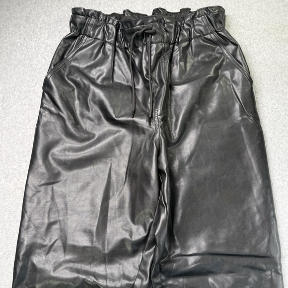 Abercrombie & Fitch Faux Leather Joggers Pants Black‎ Size M Drawstring Waist - Picture 3 of 11